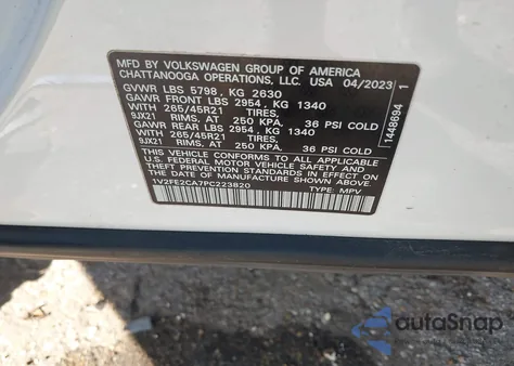 2023 Volkswagen Atlas Cross Sport 3.6L V6 Sel Premium R-Line z USA, uszkodzony, nr VIN 1V2FE2CA7PC223820